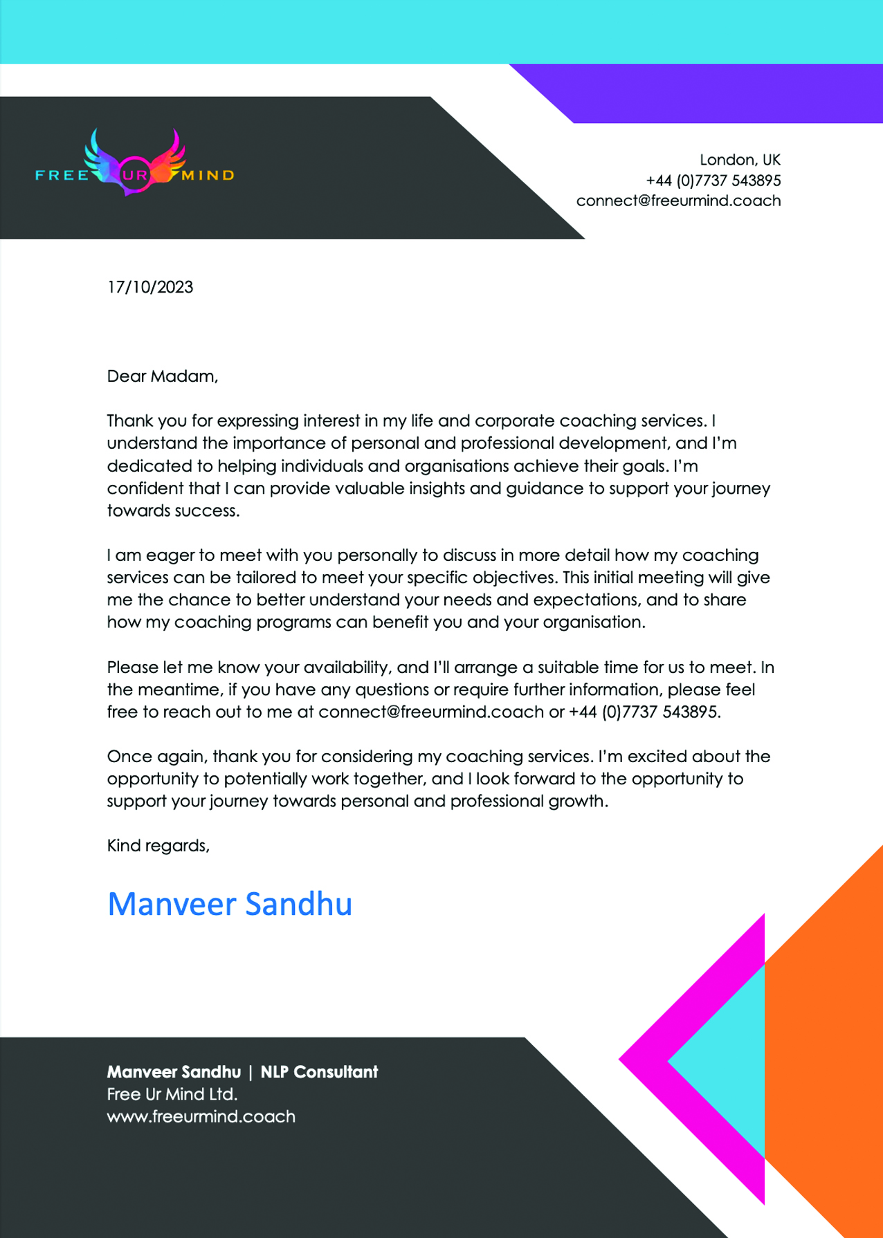 Creative logo variation for a mind coaching business by Jagz Bains, Web Designer in London